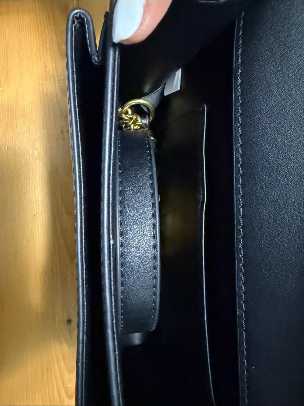 Fashion Inspired Black Leather Top-Handle Crossbody Bag - Picture 8 of 9